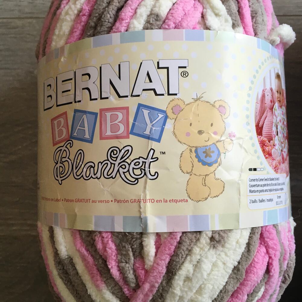 Bernat Baby Blanket Yarn Little Roses Pink White Brown Super Bulky *Lot of 4* - Picture 2 of 6